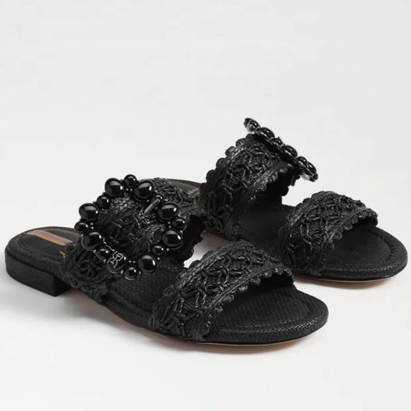 Sam Edelman Black Beaded Slide Sandals - Picture 3 of 9